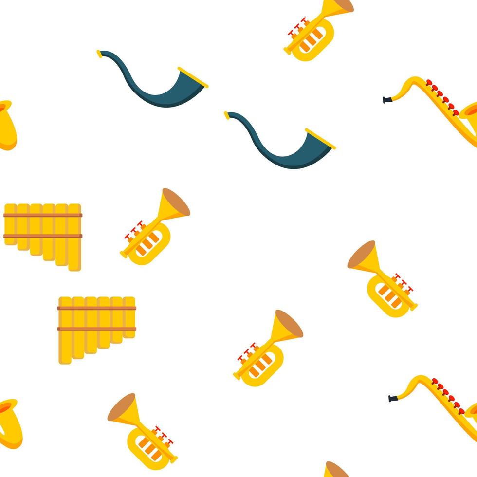 Wind Musical Instruments Vector Seamless Pattern
