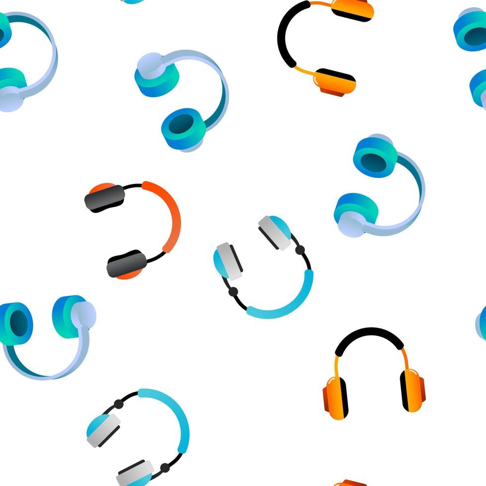 Headphones Icon Vector Seamless Pattern