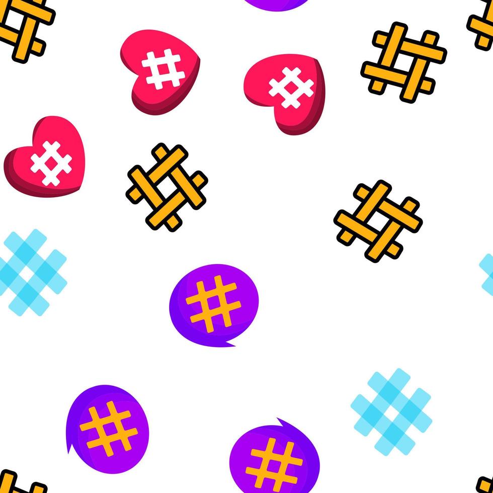 Hashtag, Number Sign Vector Seamless Pattern