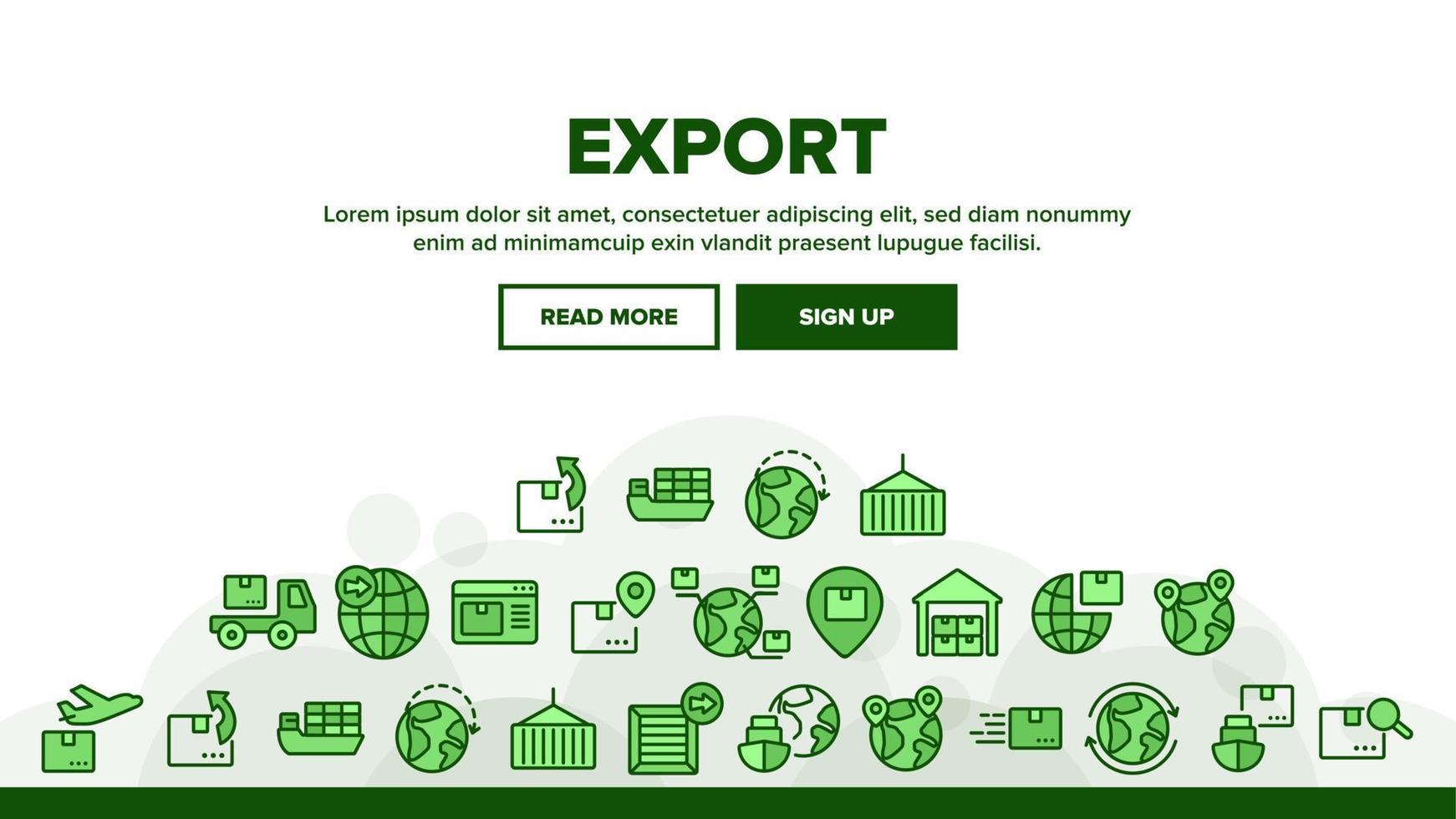 vector de encabezado de aterrizaje de logística global de exportación