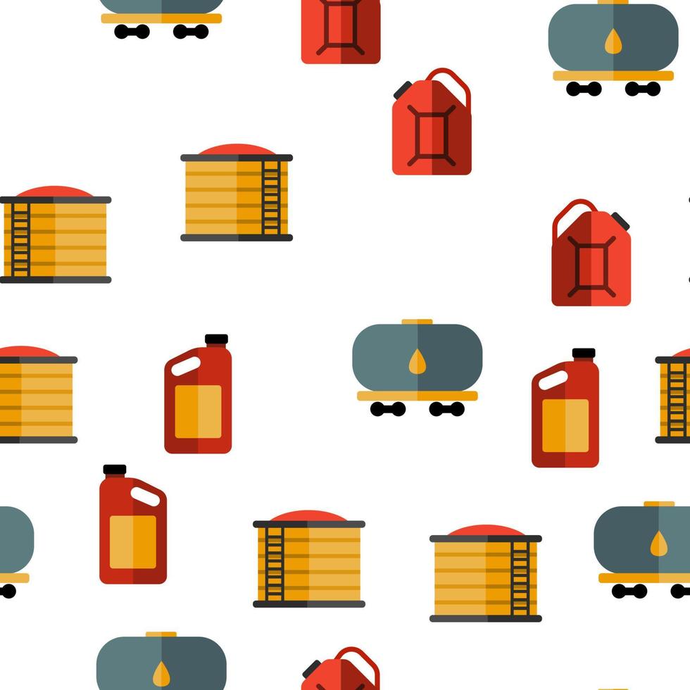 Gas, Petrol Tank Linear Vector Seamless Pattern