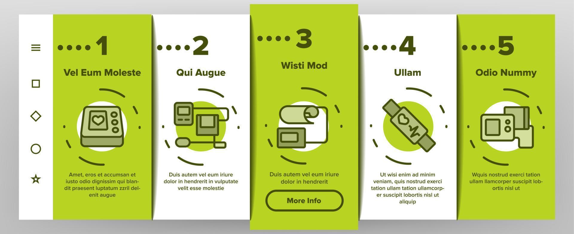Tonometer Equipment Onboarding Icons Set Vector