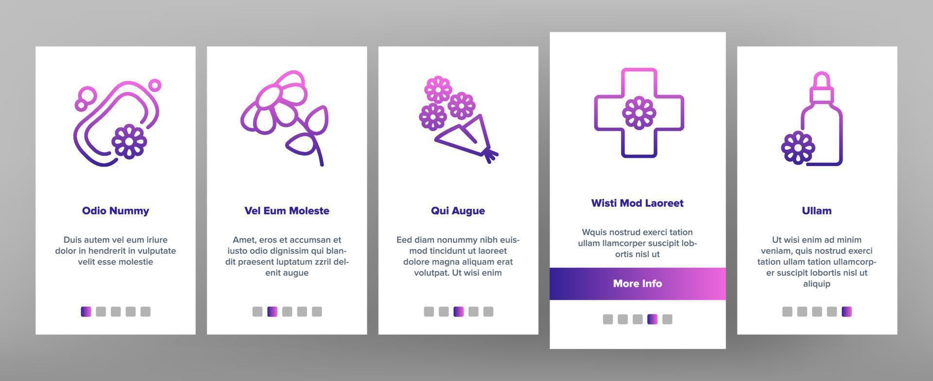 Chamomile Flower Plant Onboarding Icons Set Vector
