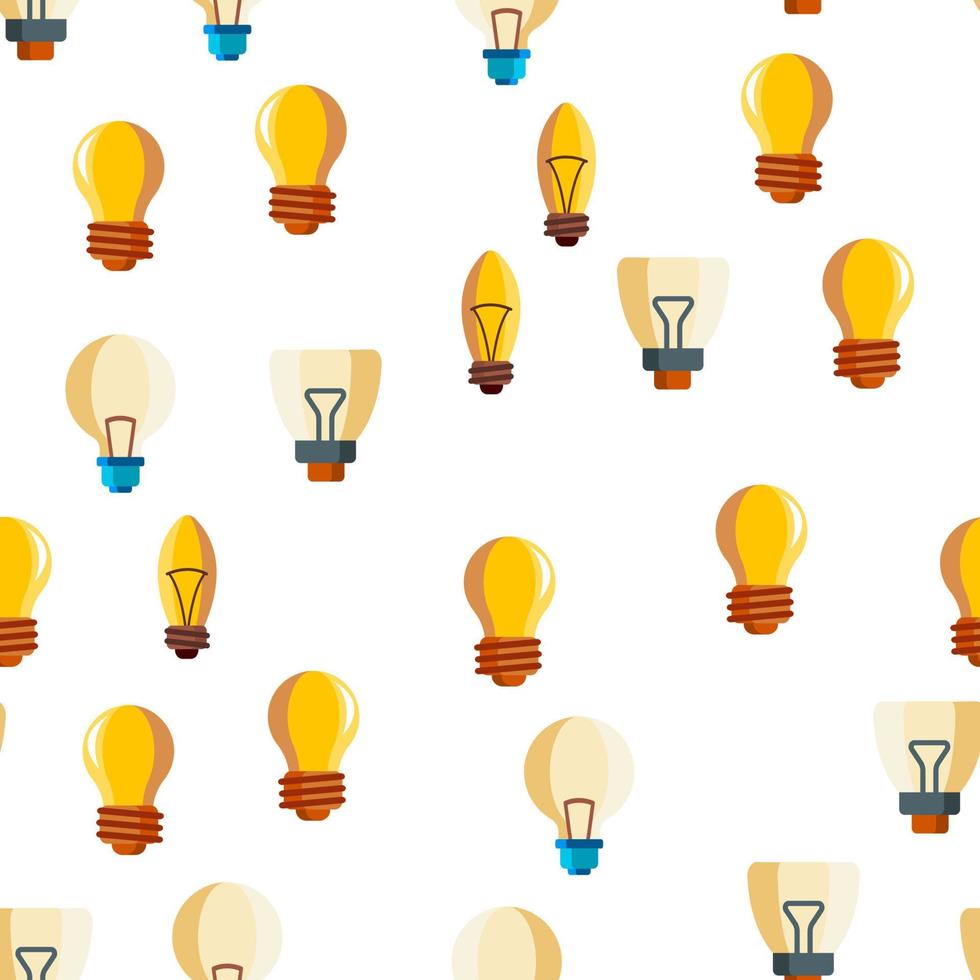 Light Bulbs Flat And Linear Icons Vector Seamless Pattern