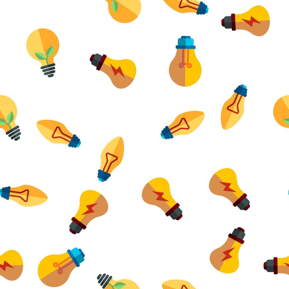 Light Bulbs Flat And Linear Icons Vector Seamless Pattern