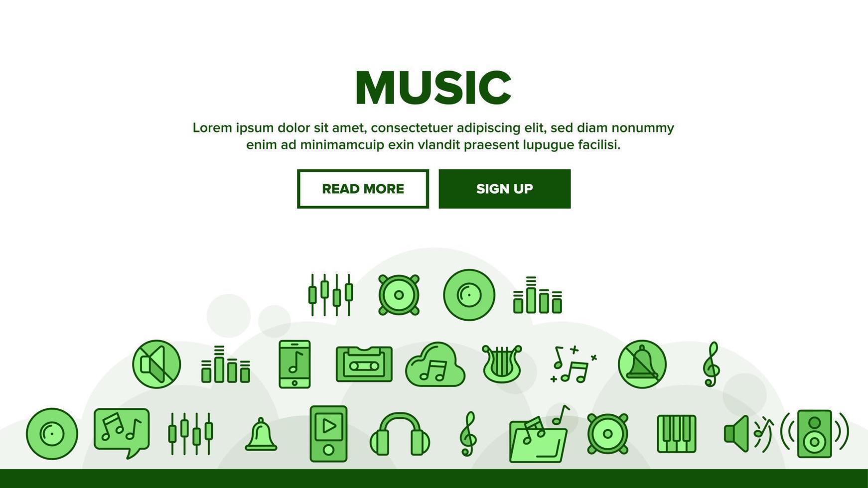Music, Audio Vector Thin Line Icons Set