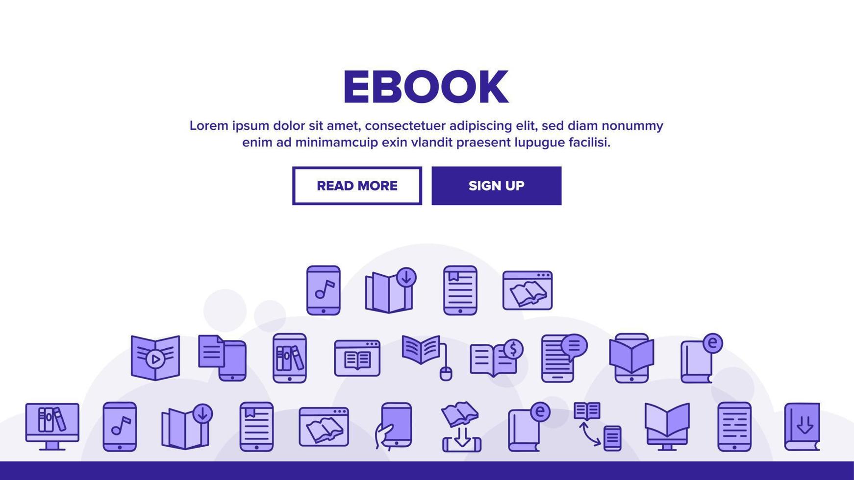 Ebook Electronic Tool Landing Header Vector