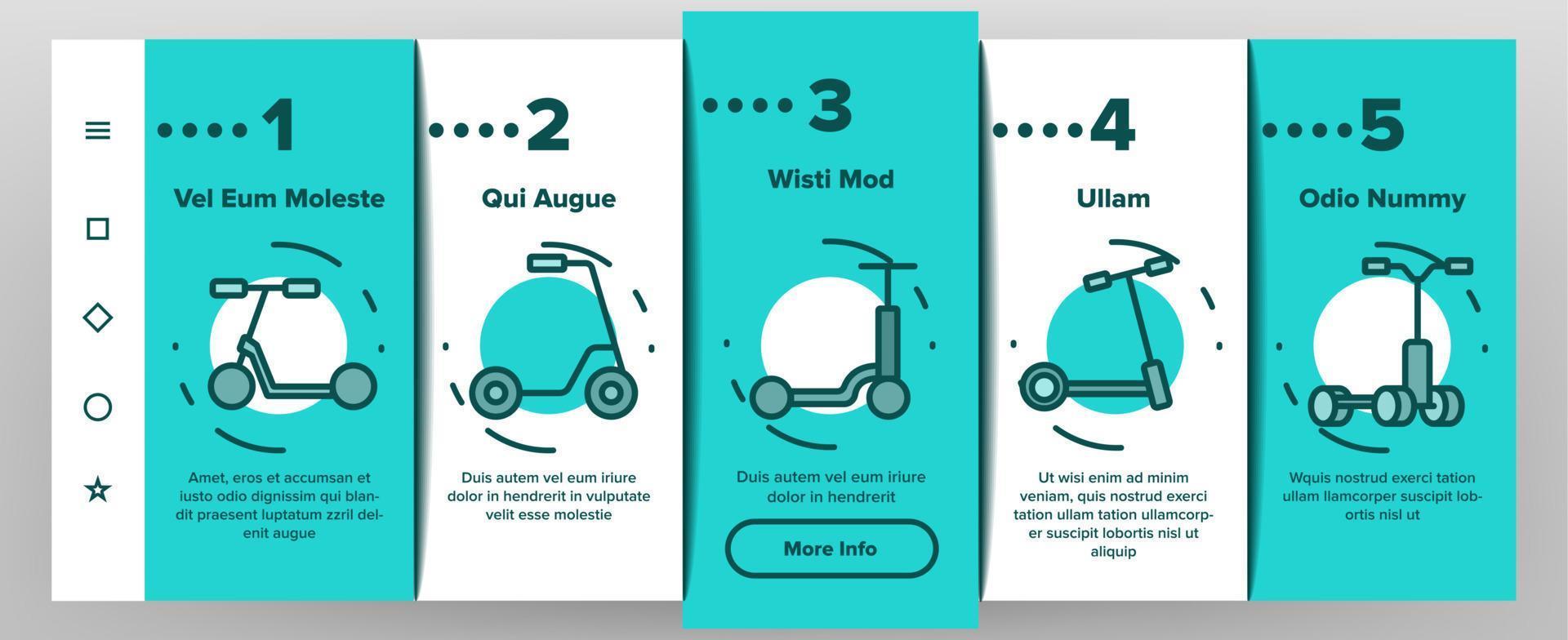 Kick Scooter Vehicle Onboarding Icons Set Vector