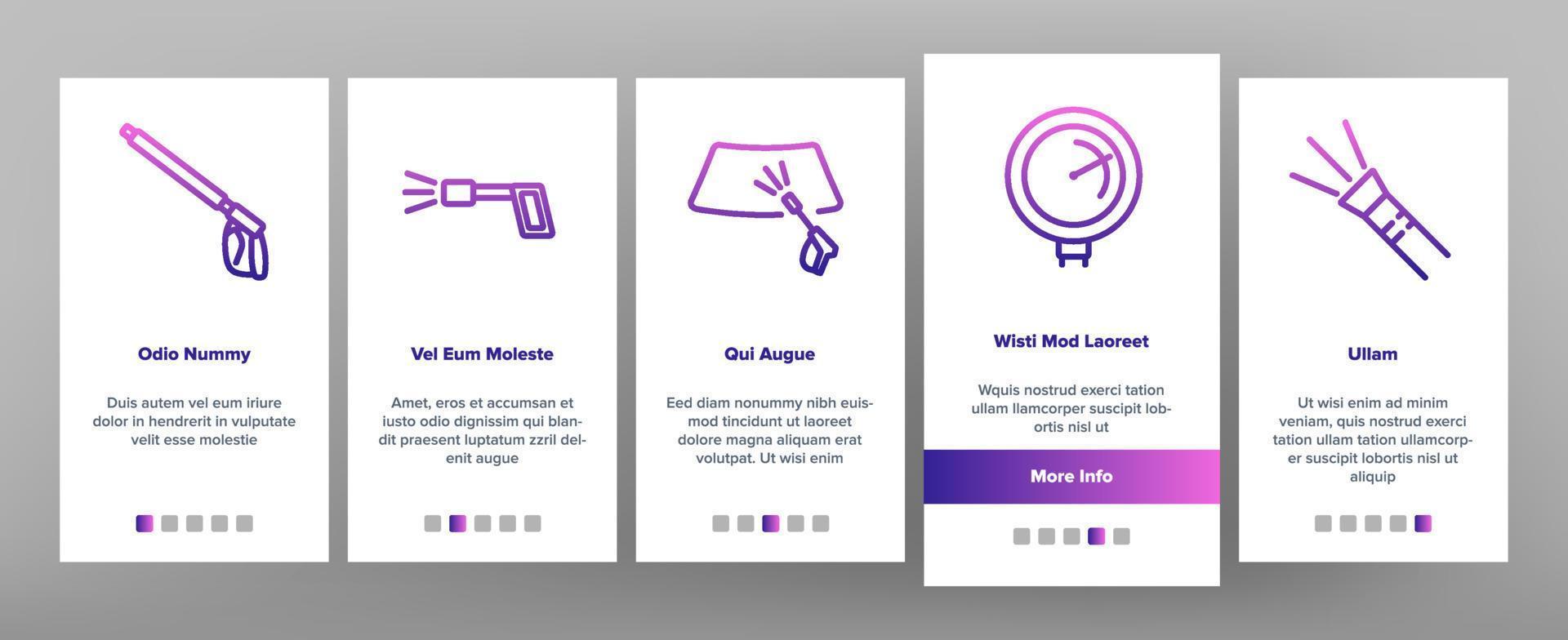 Pressure Washer Tool Onboarding Icons Set Vector