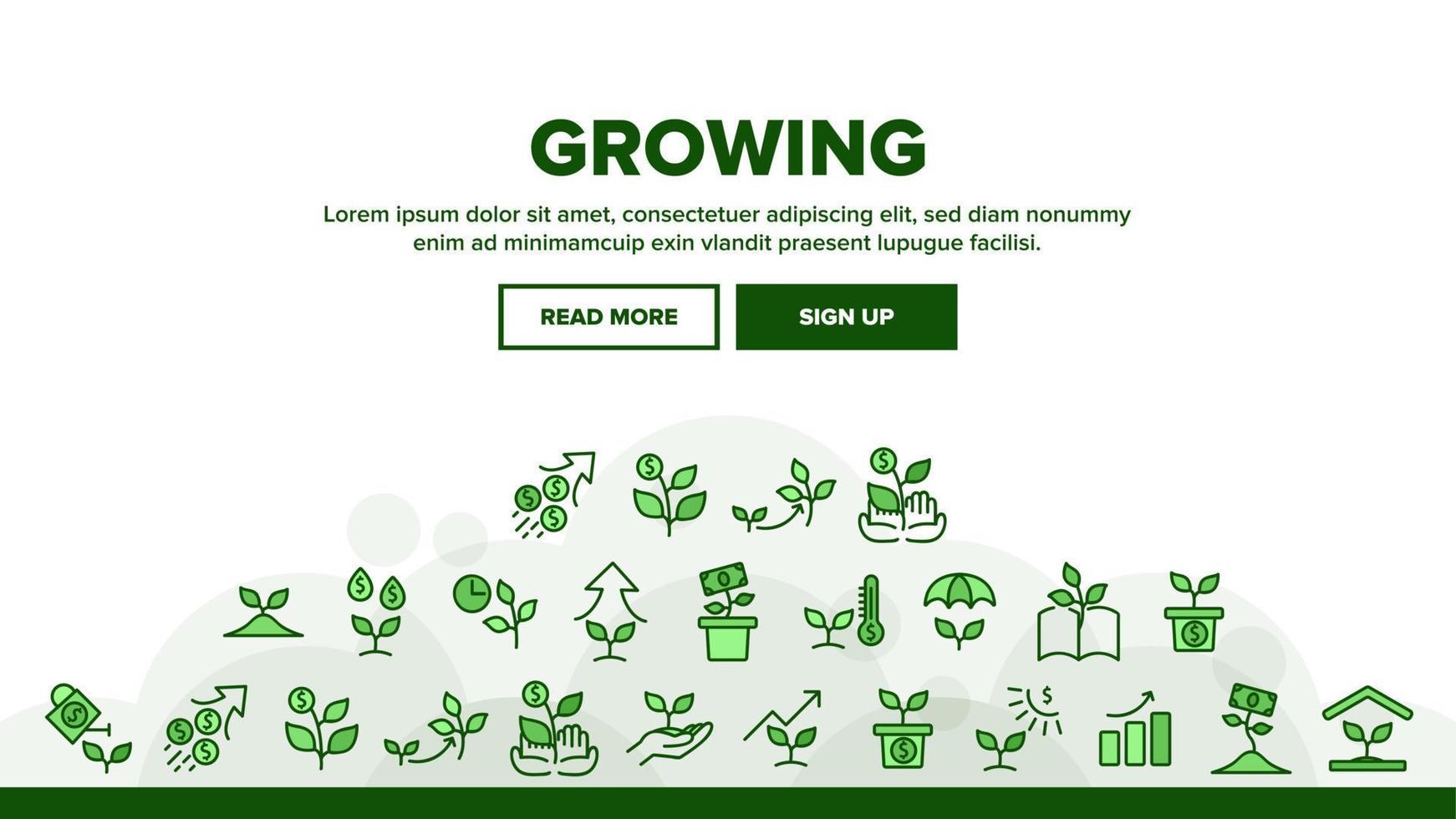 Growing Money Plant Landing Header Vector