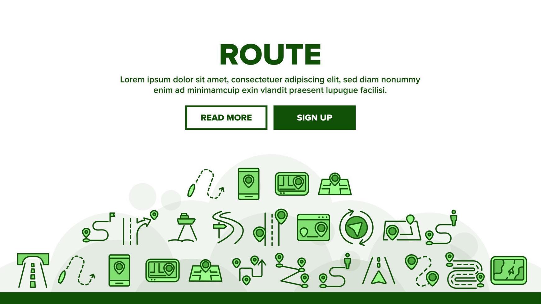Route Gps Navigator Landing Header Vector