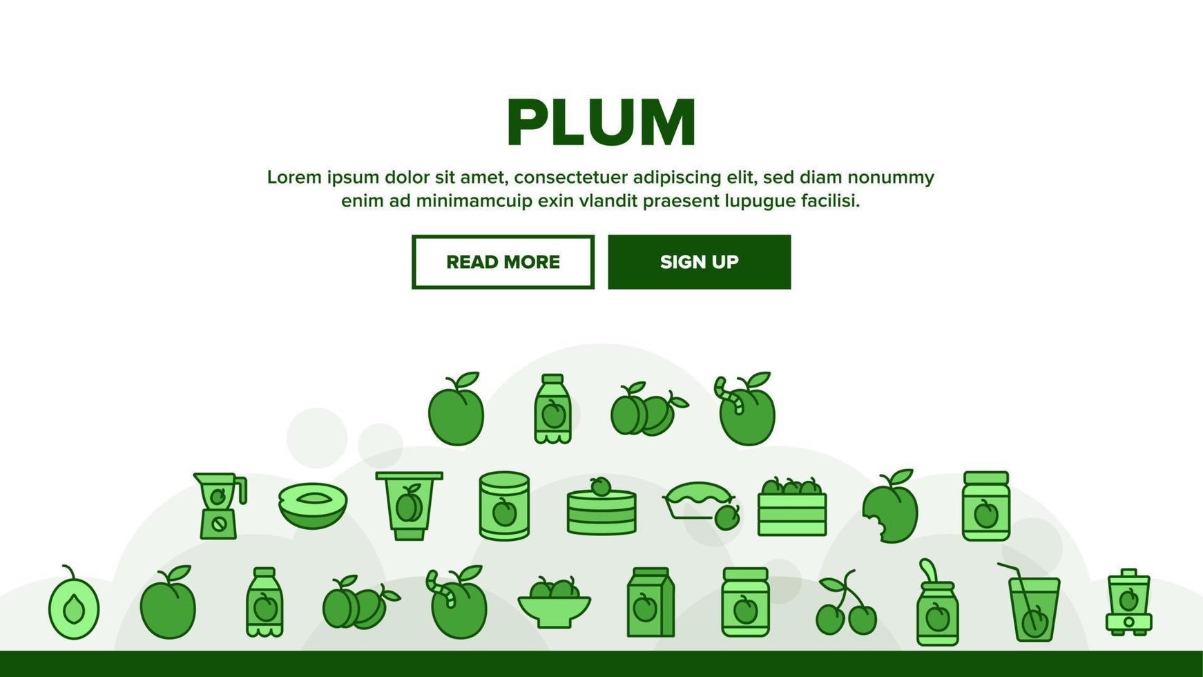 Plum Vitamin Fruit Landing Header Vector