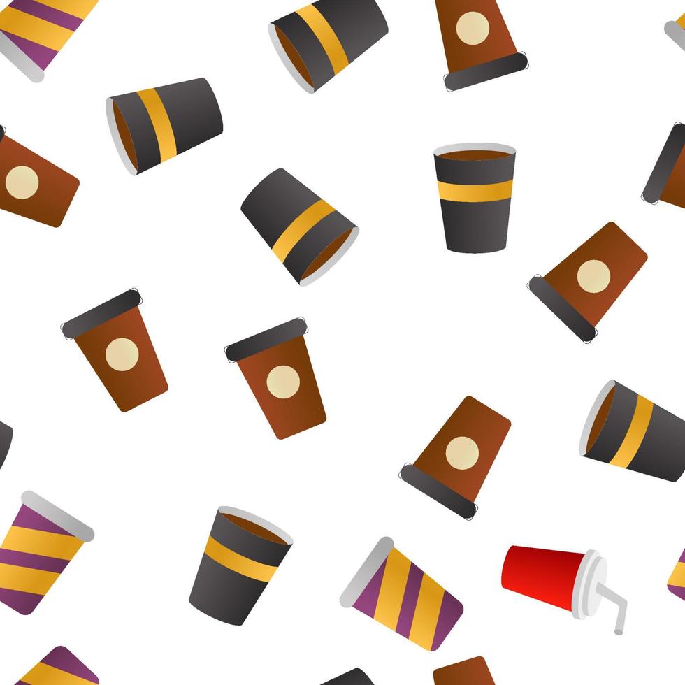 Disposable Plastic Cup Linear Vector Seamless Pattern
