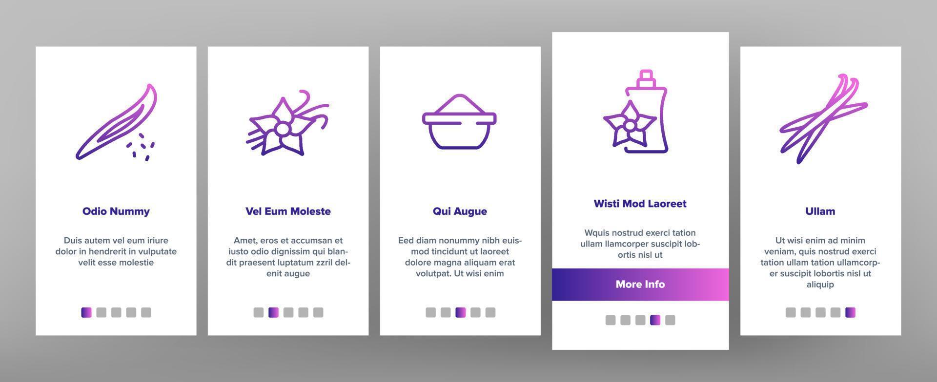Vanilla Flower Spice Onboarding Icons Set Vector