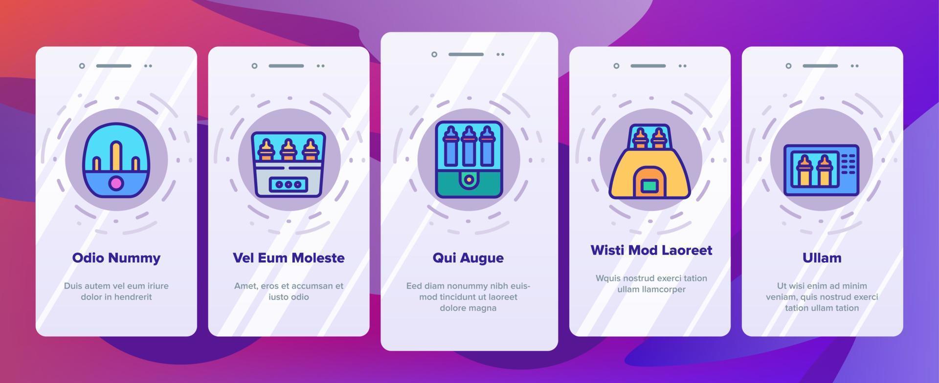 Sterilizer Device Onboarding Icons Set Vector