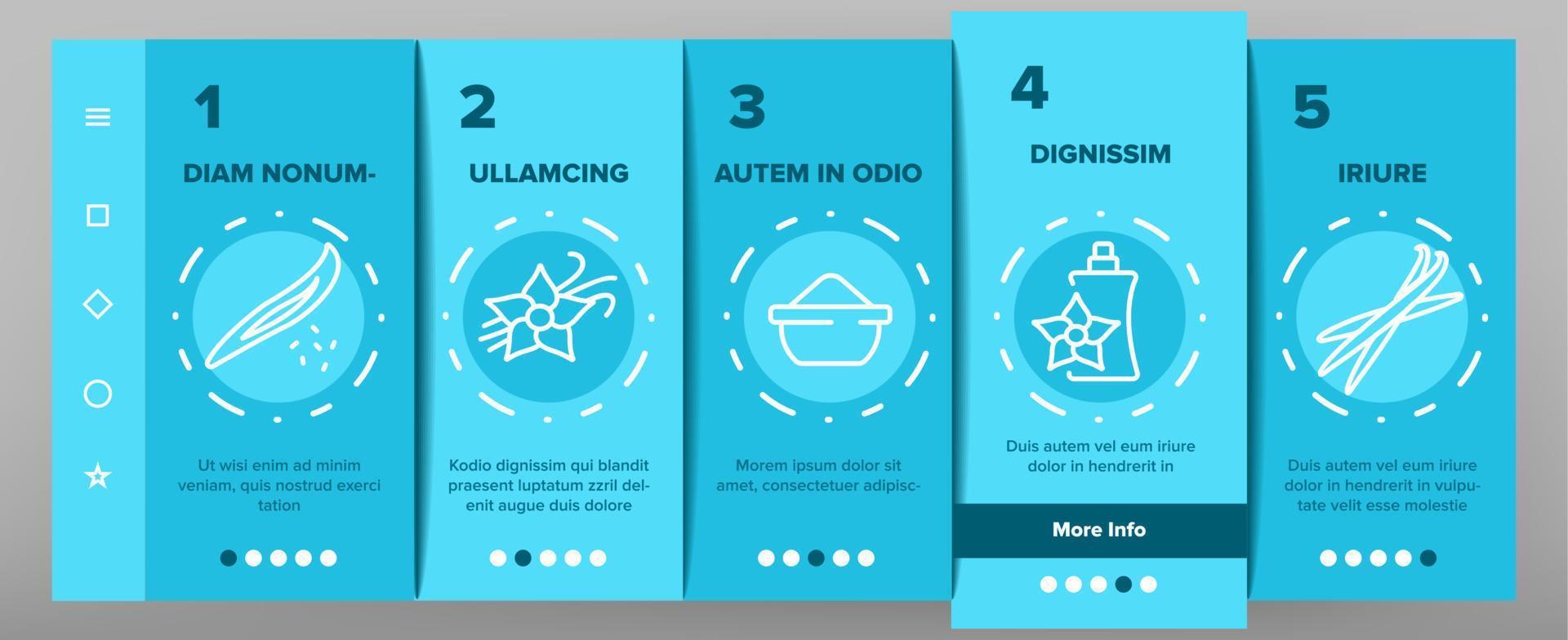 Vanilla Flower Spice Onboarding Icons Set Vector