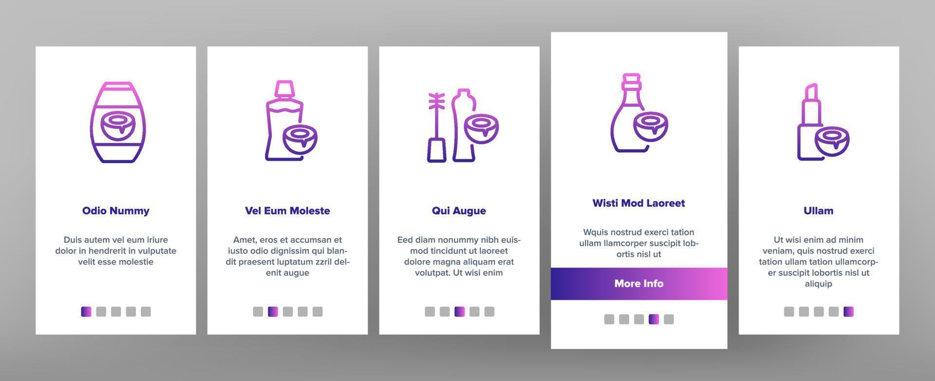 Coconut Cosmetic Pack Onboarding Icons Set Vector