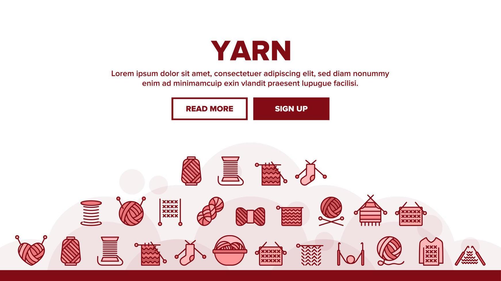 Yarn Ball For Knitting Landing Header Vector