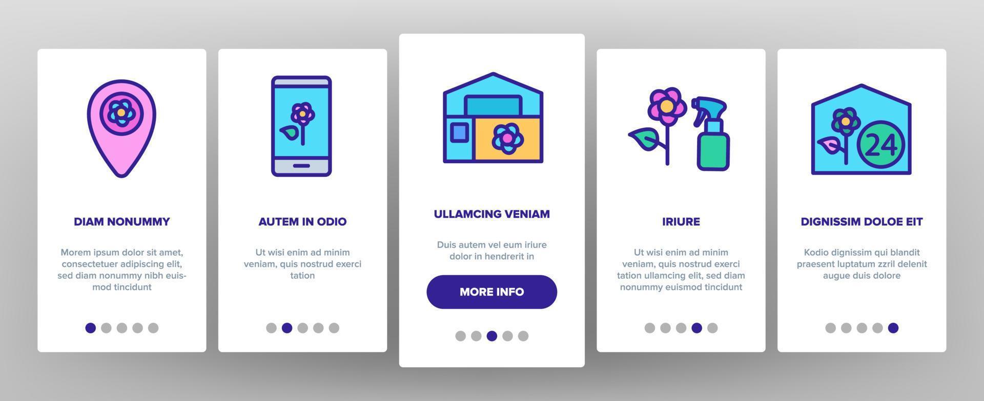 Flower Shop Boutique Onboarding Icons Set Vector