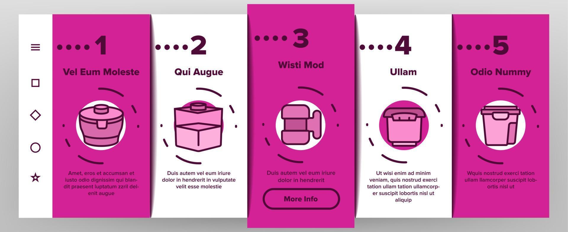Food Container Package Onboarding Icons Set Vector