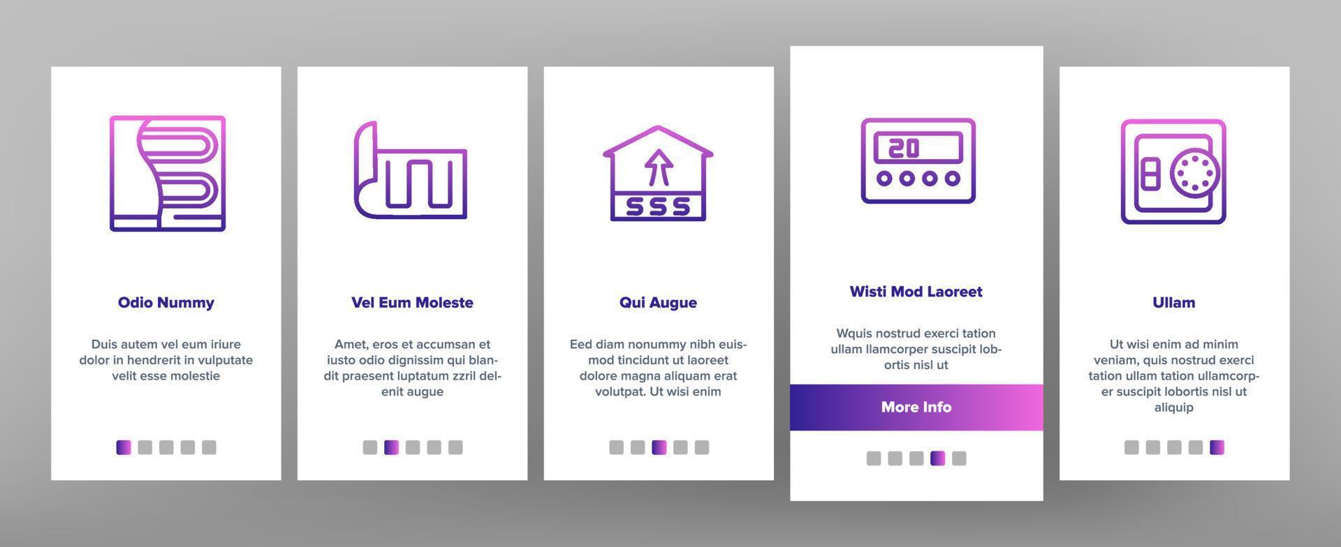 Heat Flooring Device Onboarding Icons Set Vector