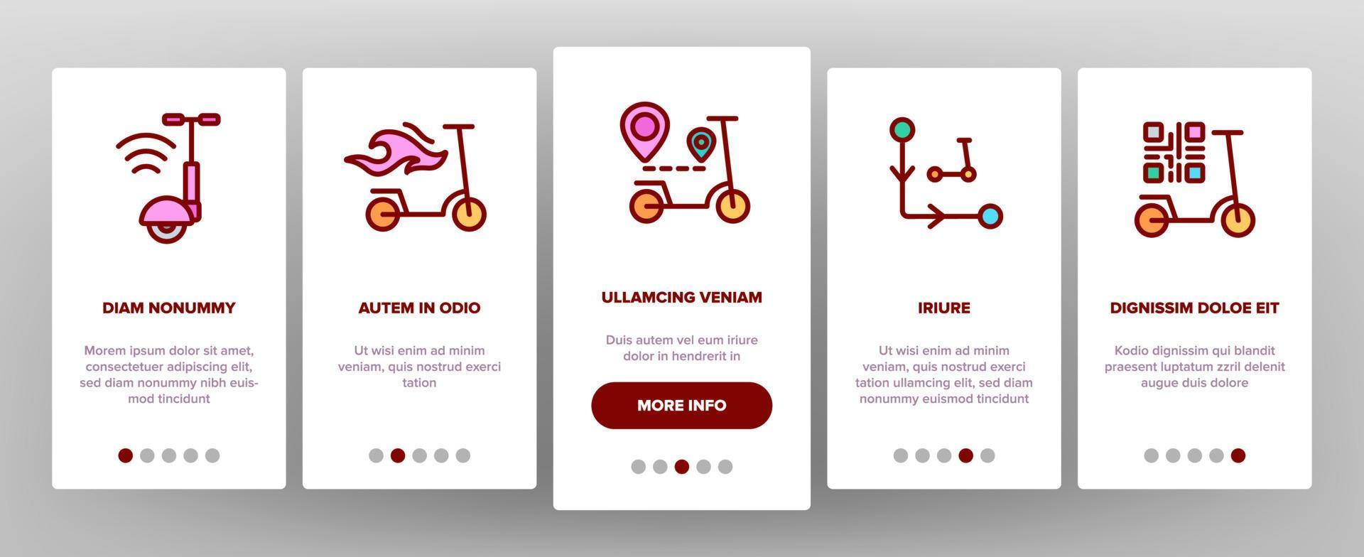 Scooter Sharing Rent Service Onboarding Icons Set Vector