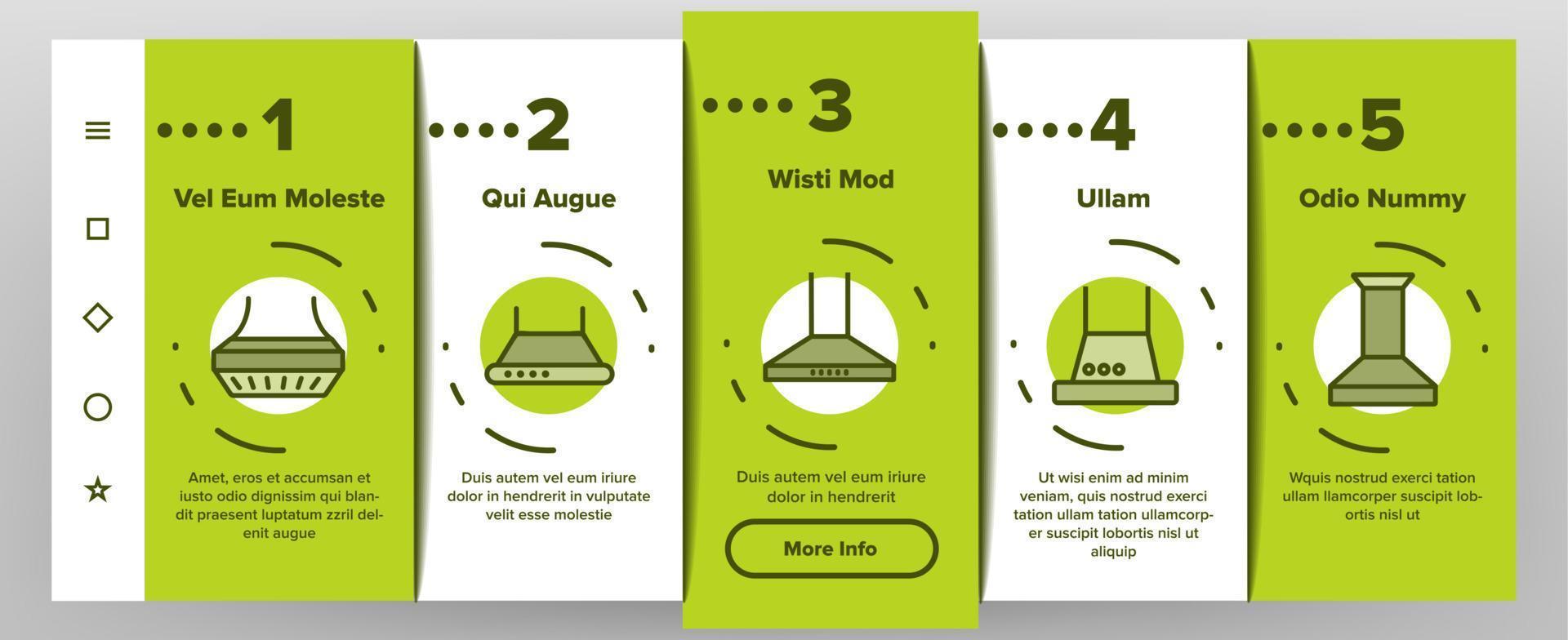 Range Hood Device Onboarding Icons Set Vector