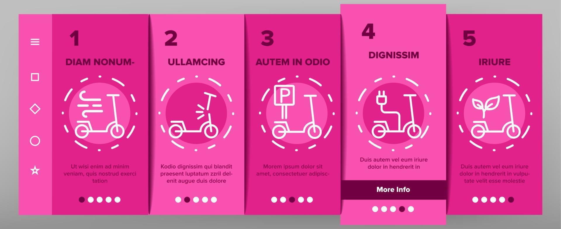 Scooter Sharing Rent Service Onboarding Icons Set Vector