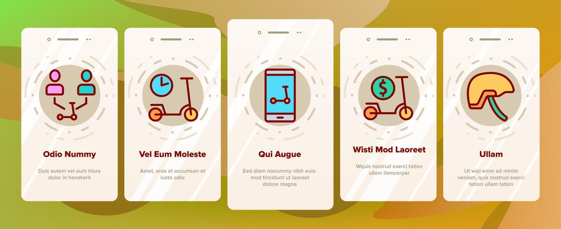 Scooter Sharing Rent Service Onboarding Icons Set Vector