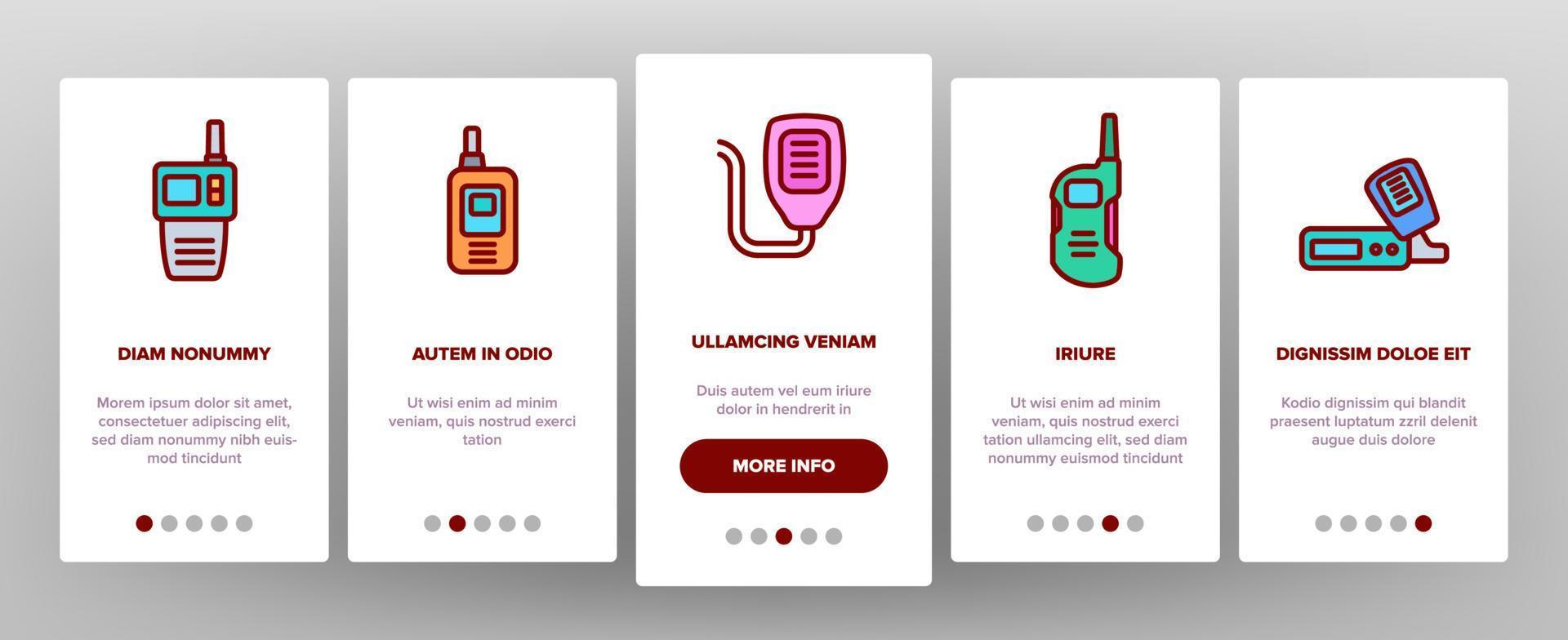 Walkie Talkie Device Onboarding Icons Set Vector