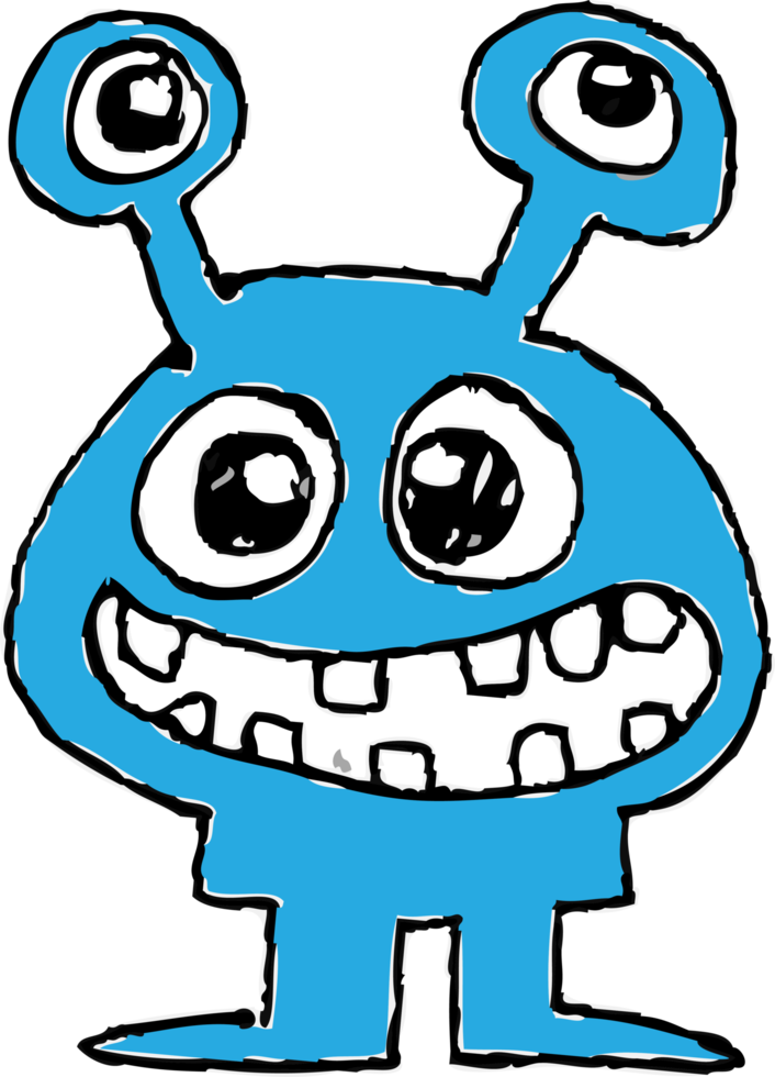 Cartoon cute monster icon sign design png