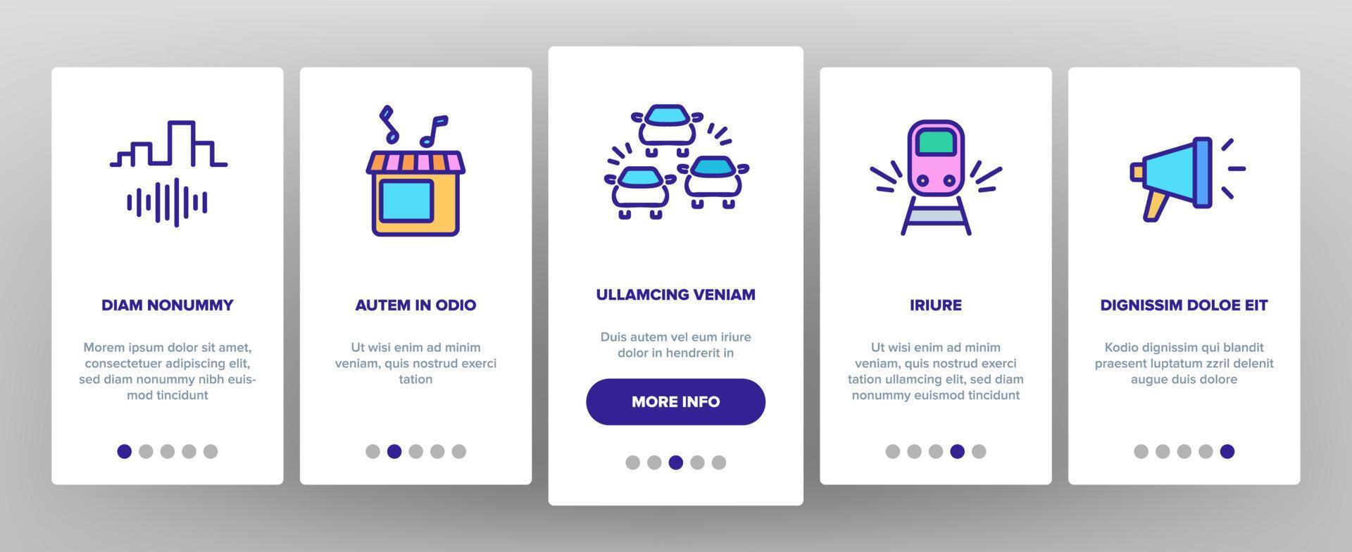 City Noise And Sounds Onboarding Icons Set Vector