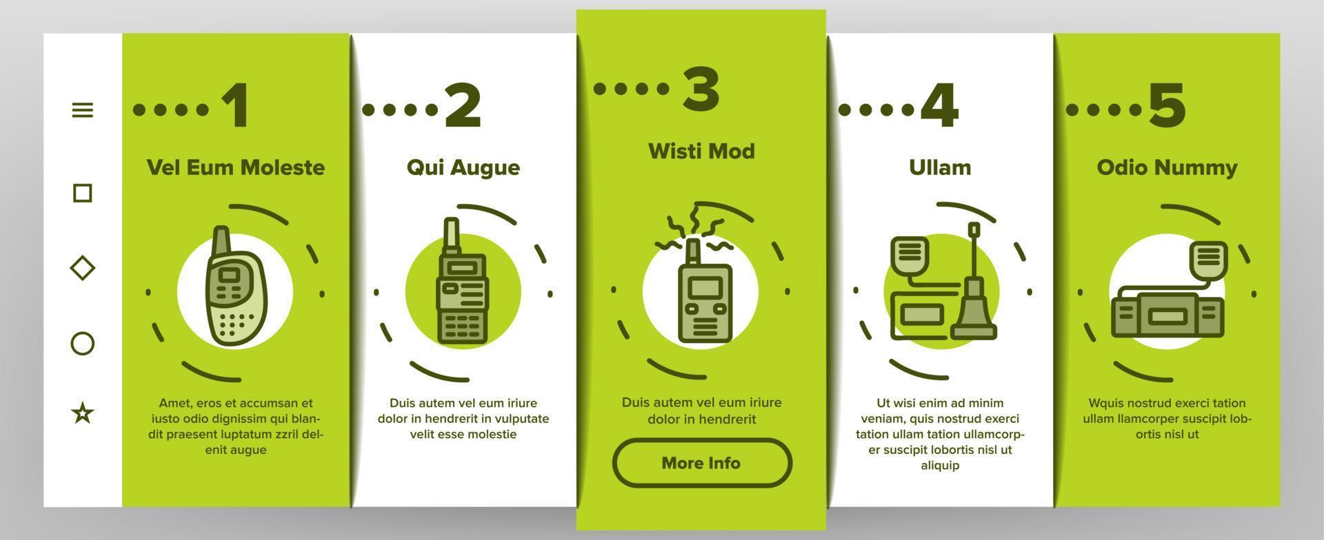 Walkie Talkie Device Onboarding Icons Set Vector