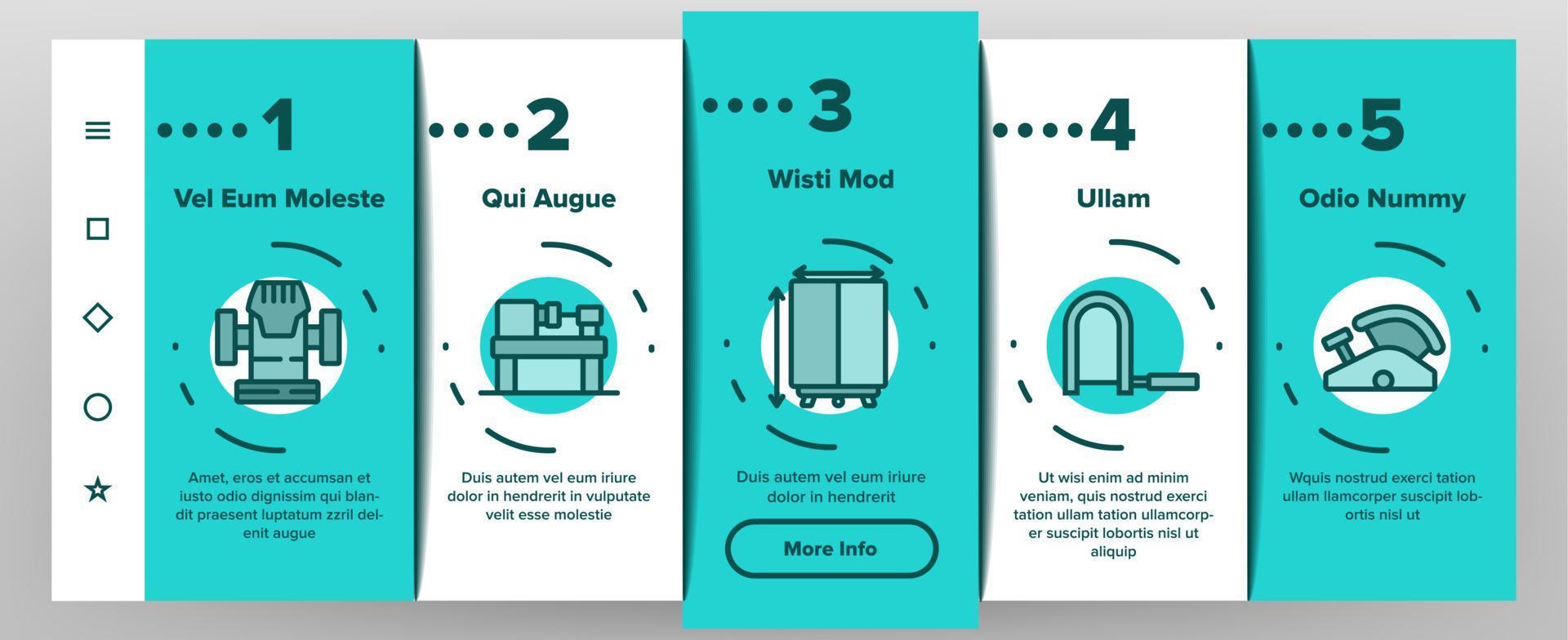 Carpenter Equipment Onboarding Icons Set Vector
