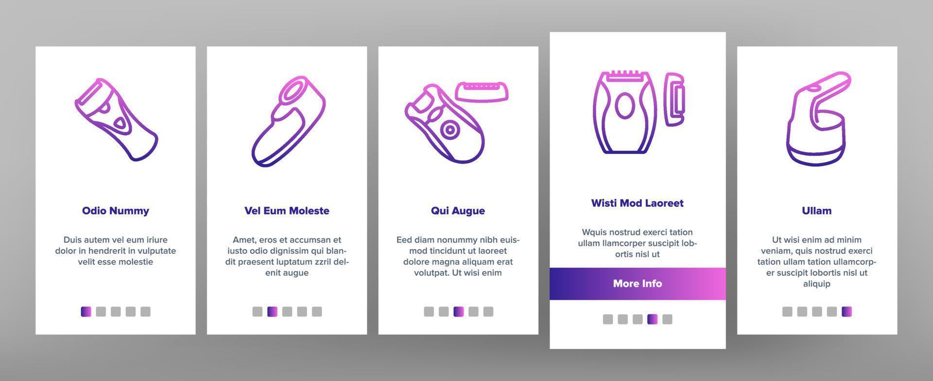 Depilation Equipment Onboarding Icons Set Vector