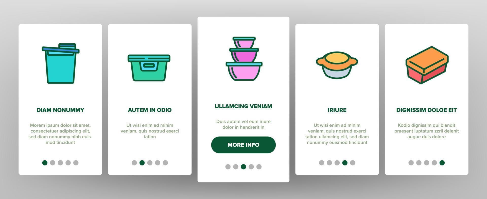 conjunto de iconos de incorporación de paquete de contenedor de alimentos vector