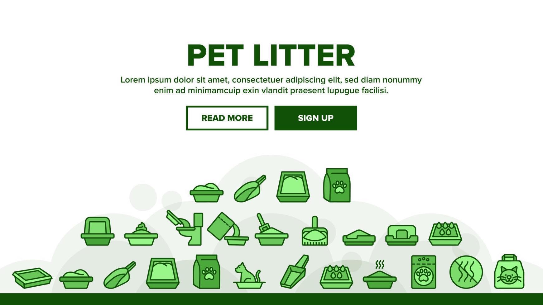 Pet Litter Accessory Collection Icons Set Vector