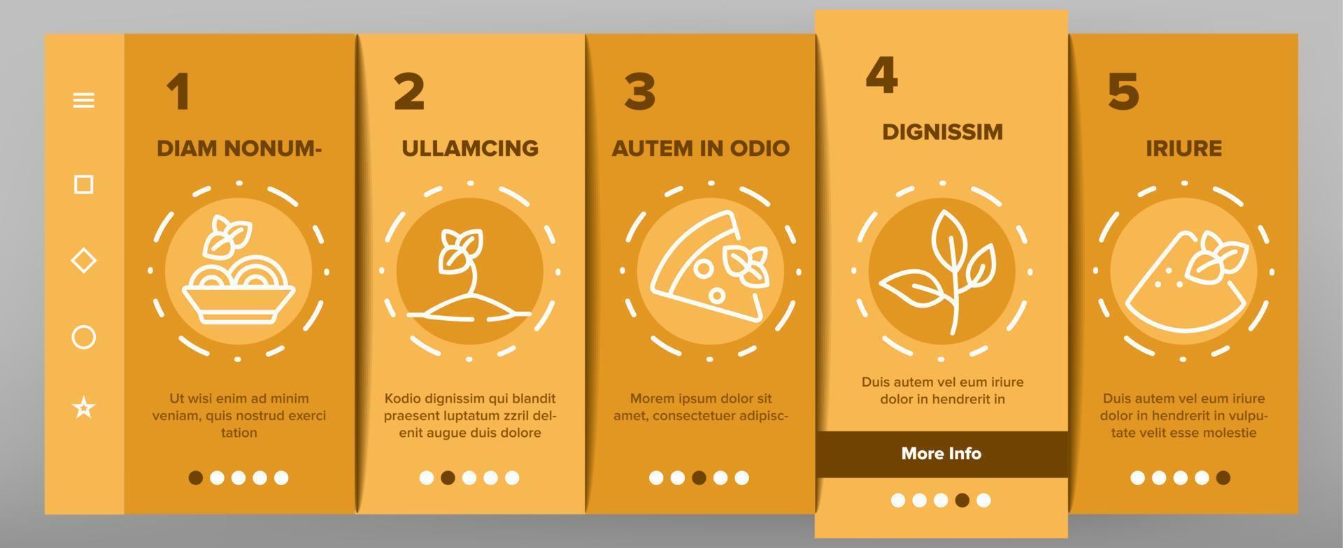 Oregano Herbal Plant Onboarding Icons Set Vector