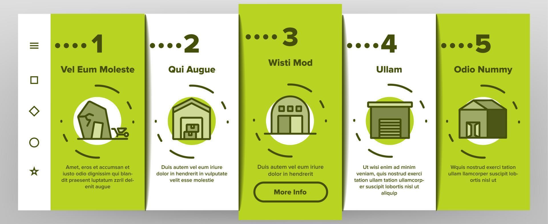 Shed Construction Onboarding Icons Set Vector
