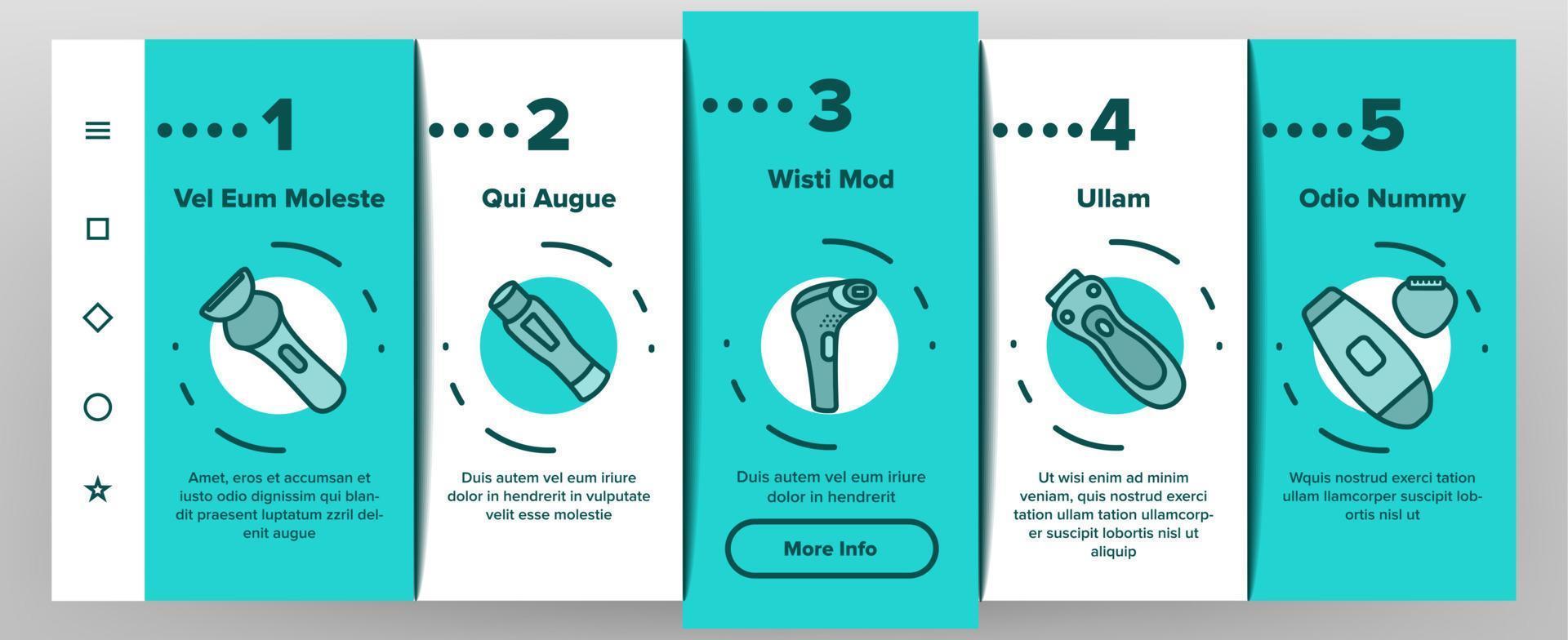 Depilation Equipment Onboarding Icons Set Vector