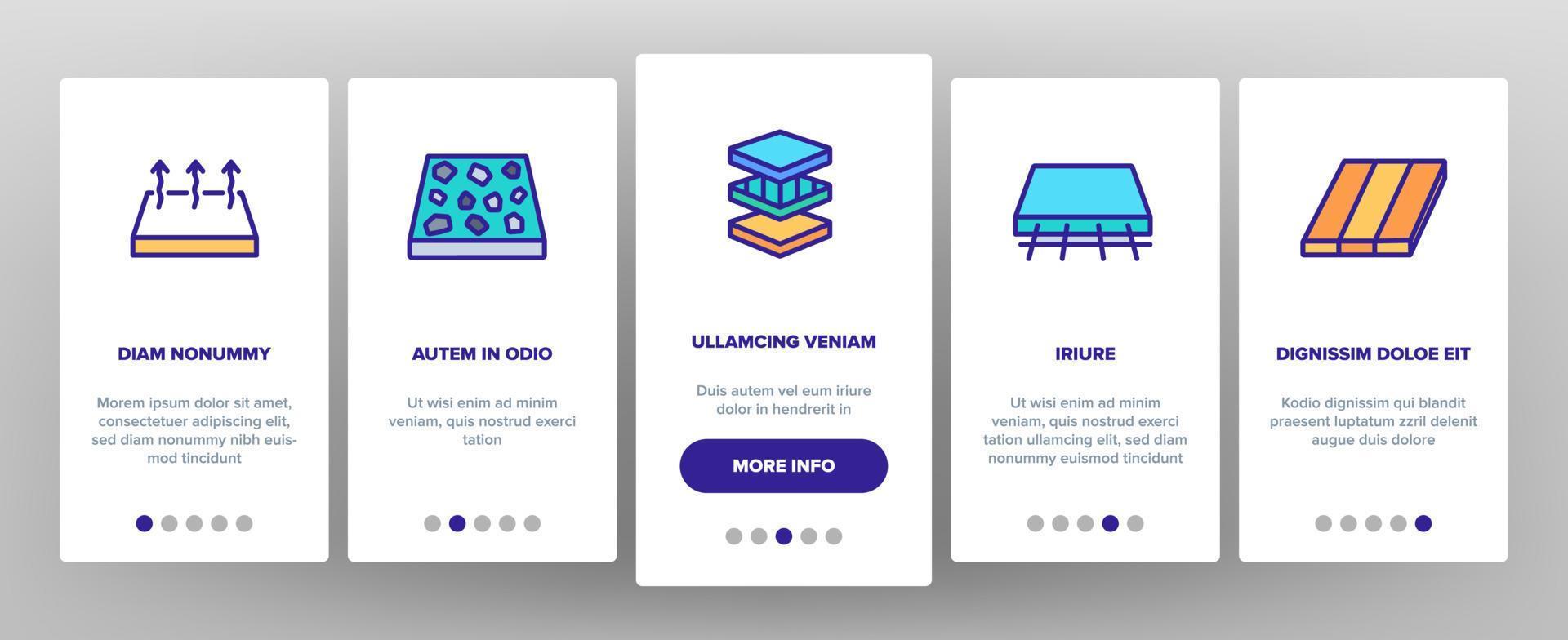Floor And Material Onboarding Icons Set Vector