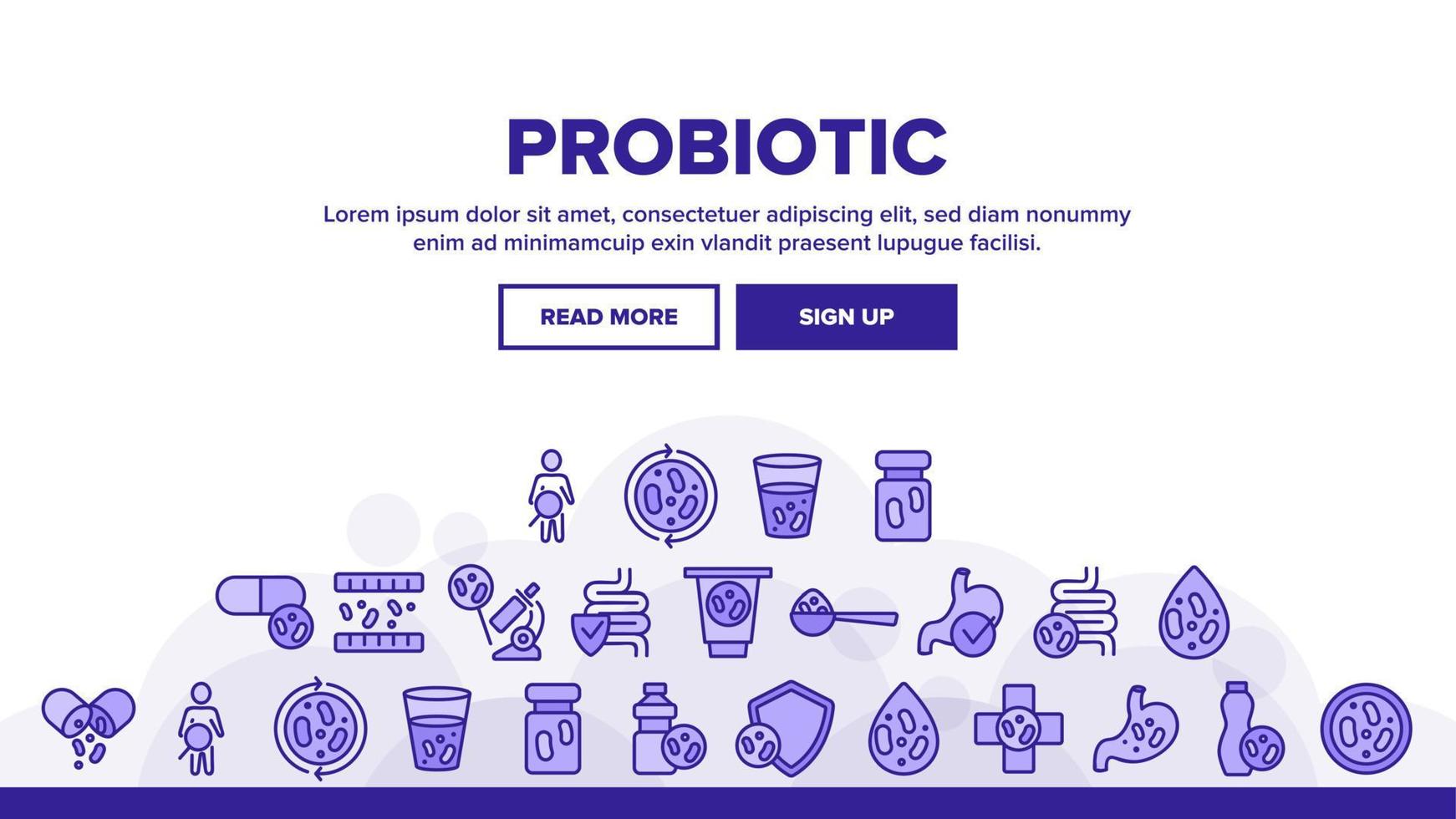 Probiotic Bacteria Landing Header Vector