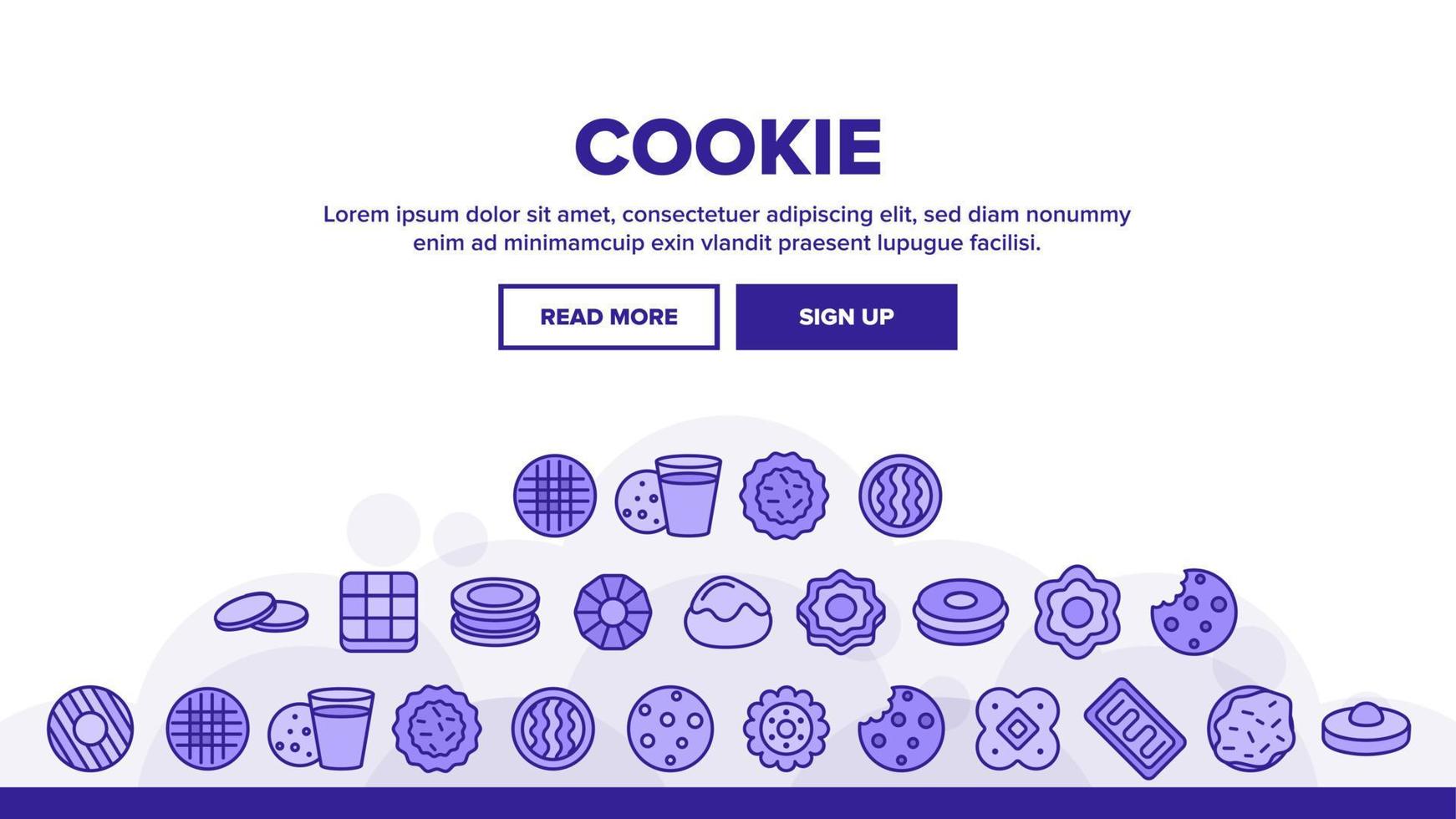 Cookie Baked Dessert Landing Header Vector