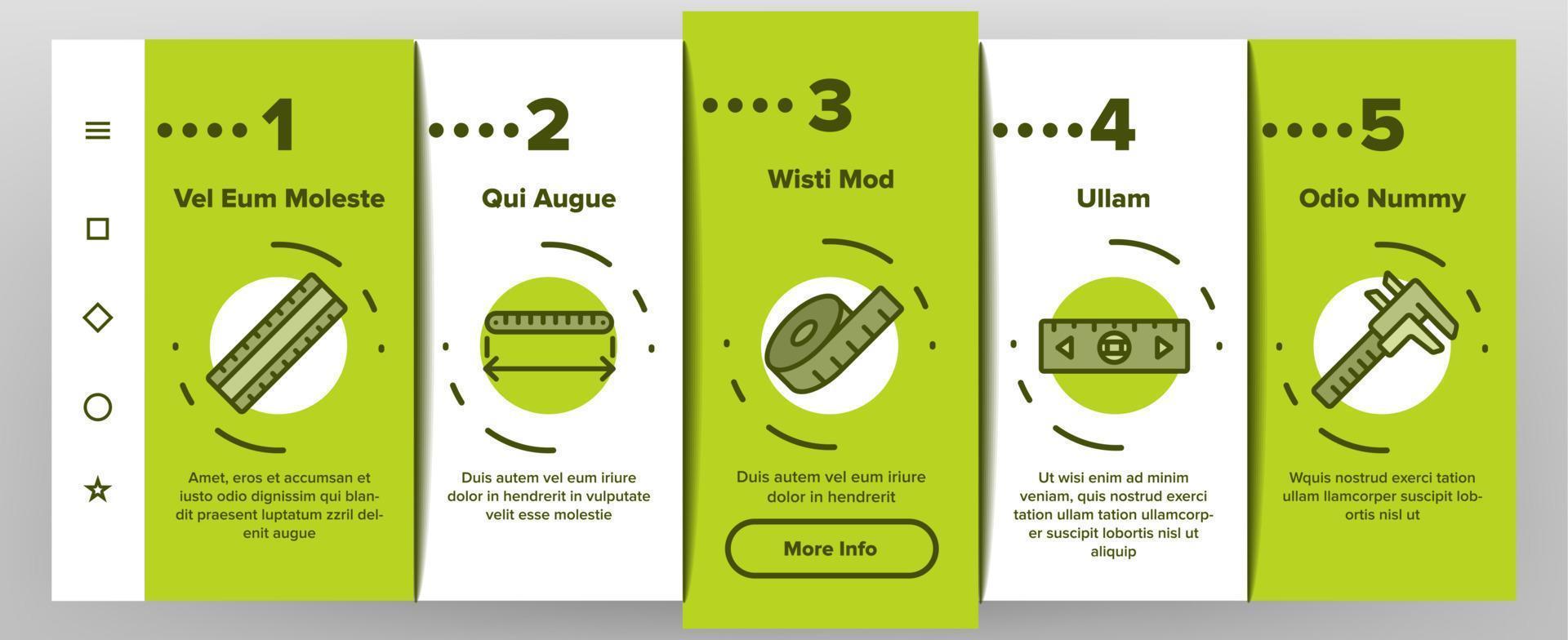 Ruler Measuring Tool Onboarding Icons Set Vector