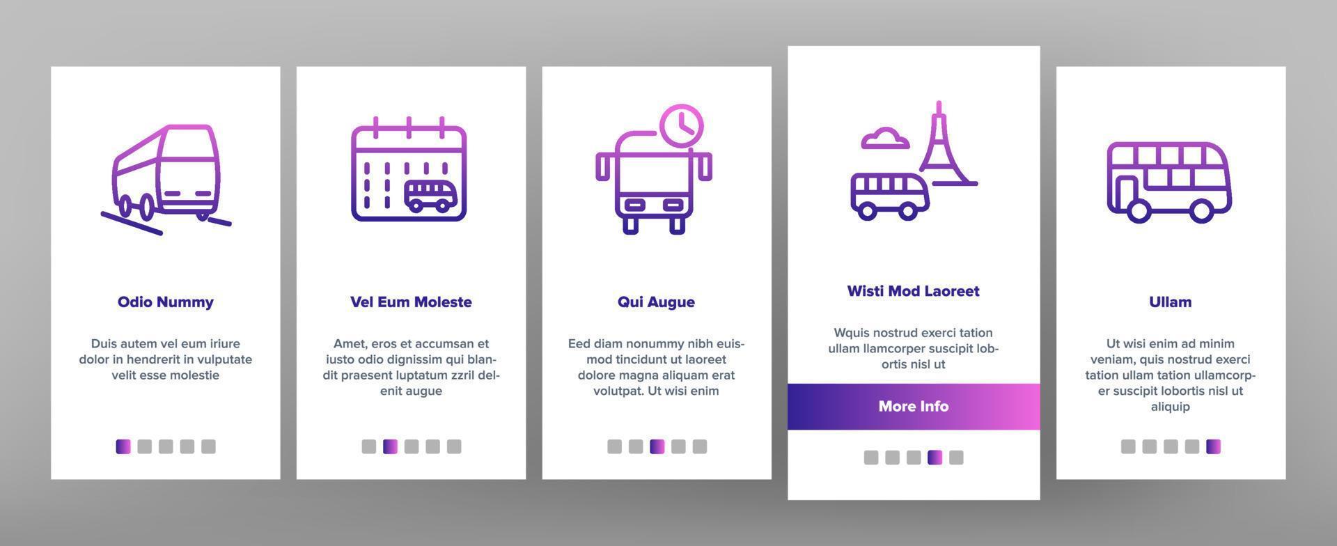 Bus Trip And Travel Onboarding Icons Set Vector