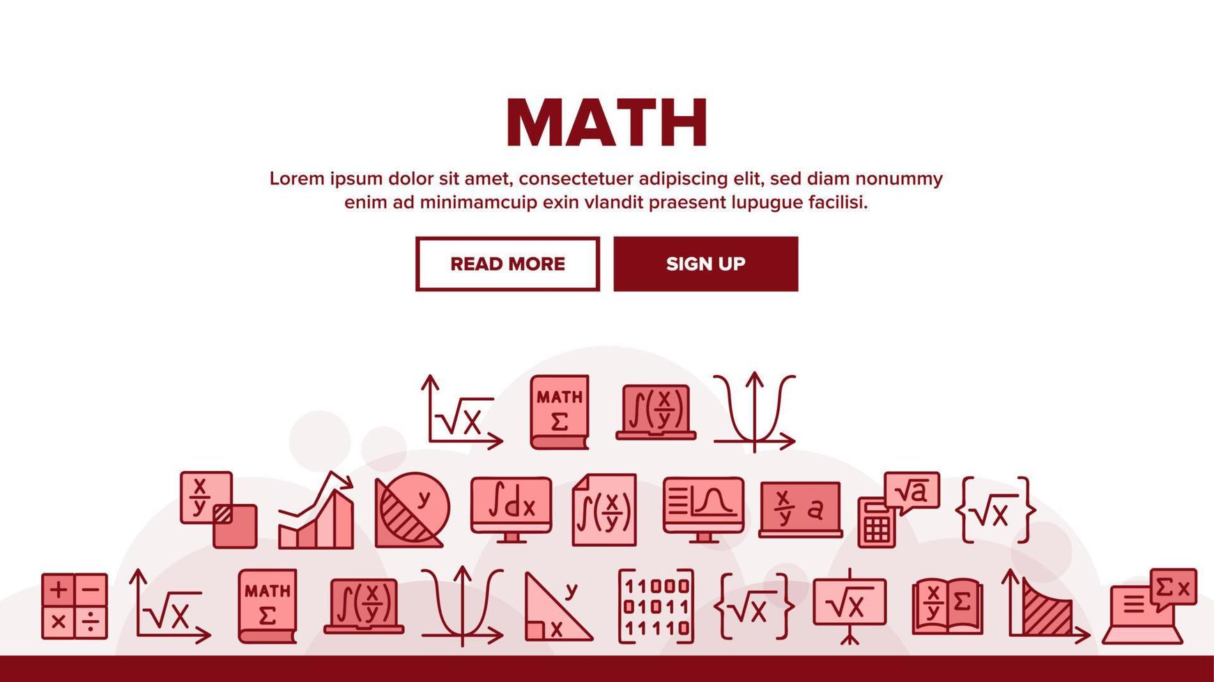 vector de encabezado de aterrizaje de educación de ciencias matemáticas