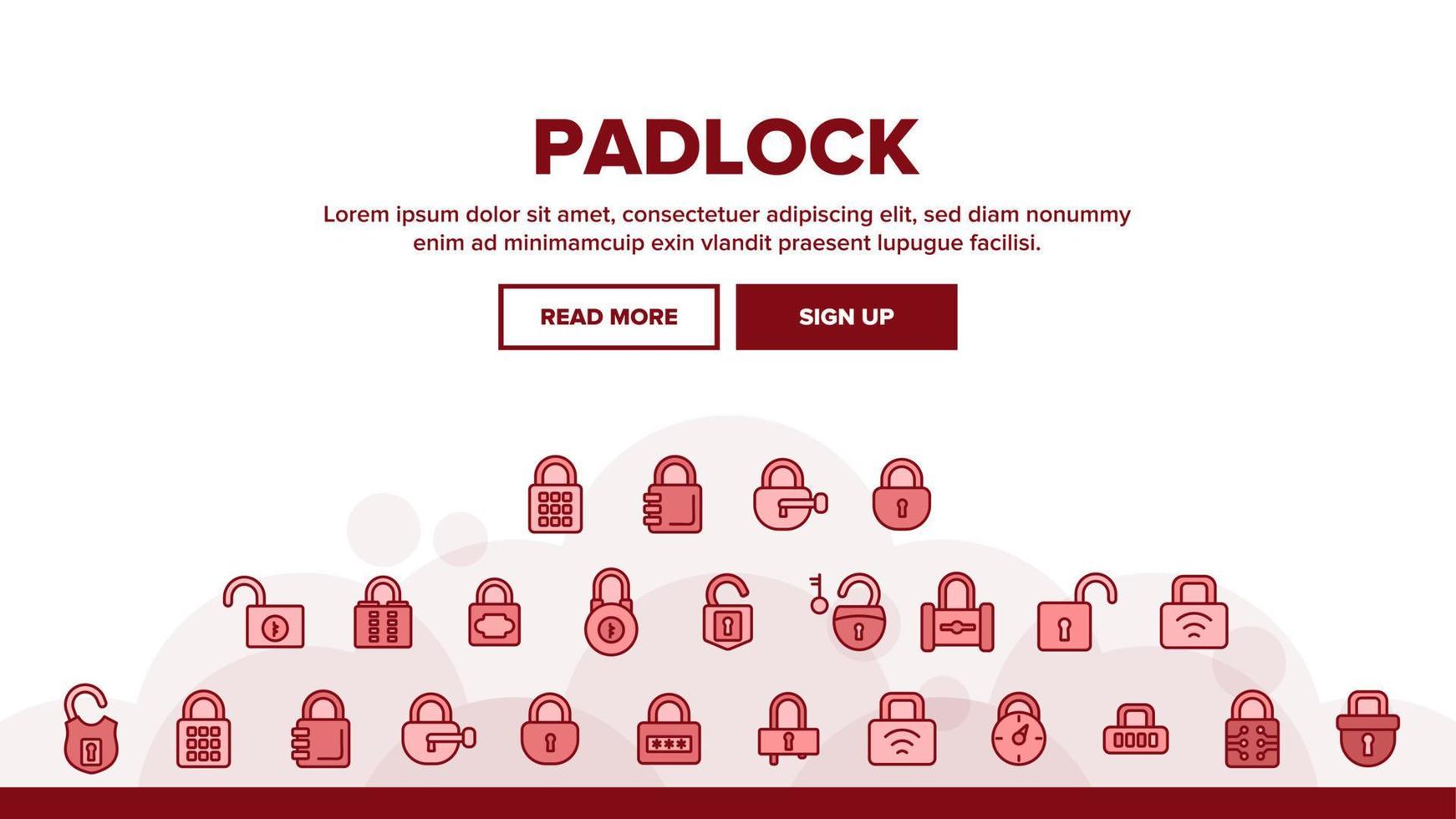 Padlock Security Tool Landing Header Vector