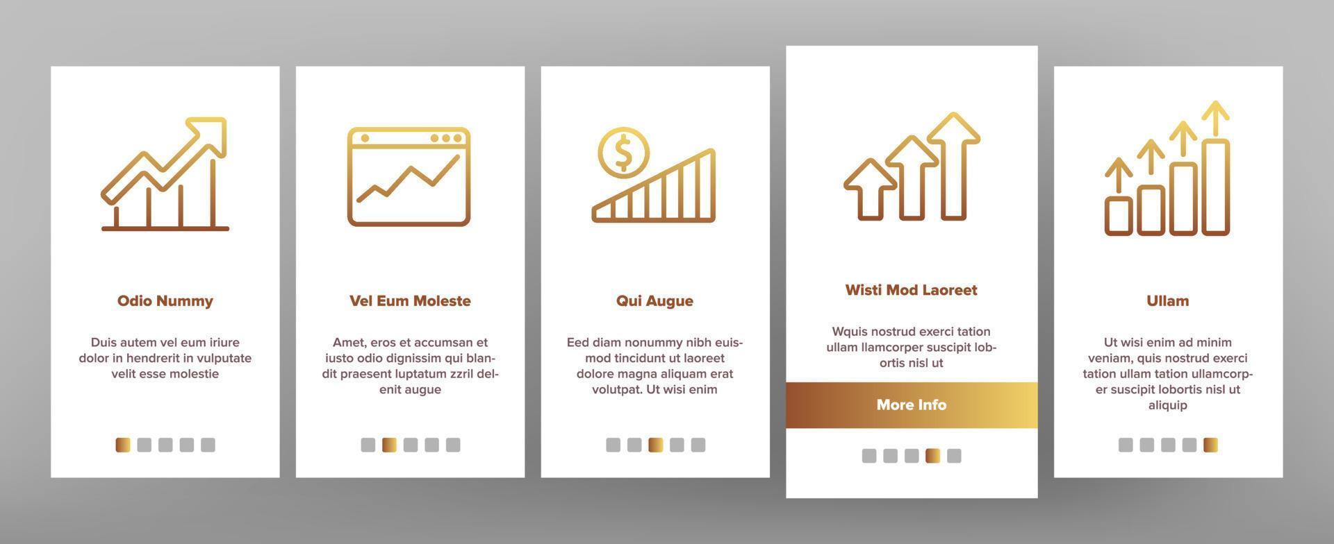 Progress Grow Graphs Onboarding Icons Set Vector