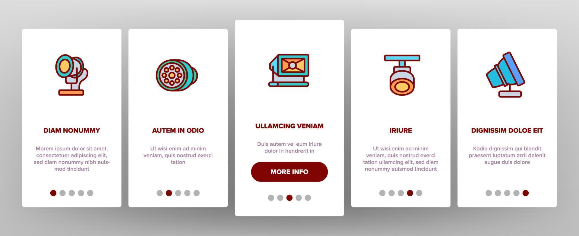 Spotlight Lamp Tool Onboarding Icons Set Vector