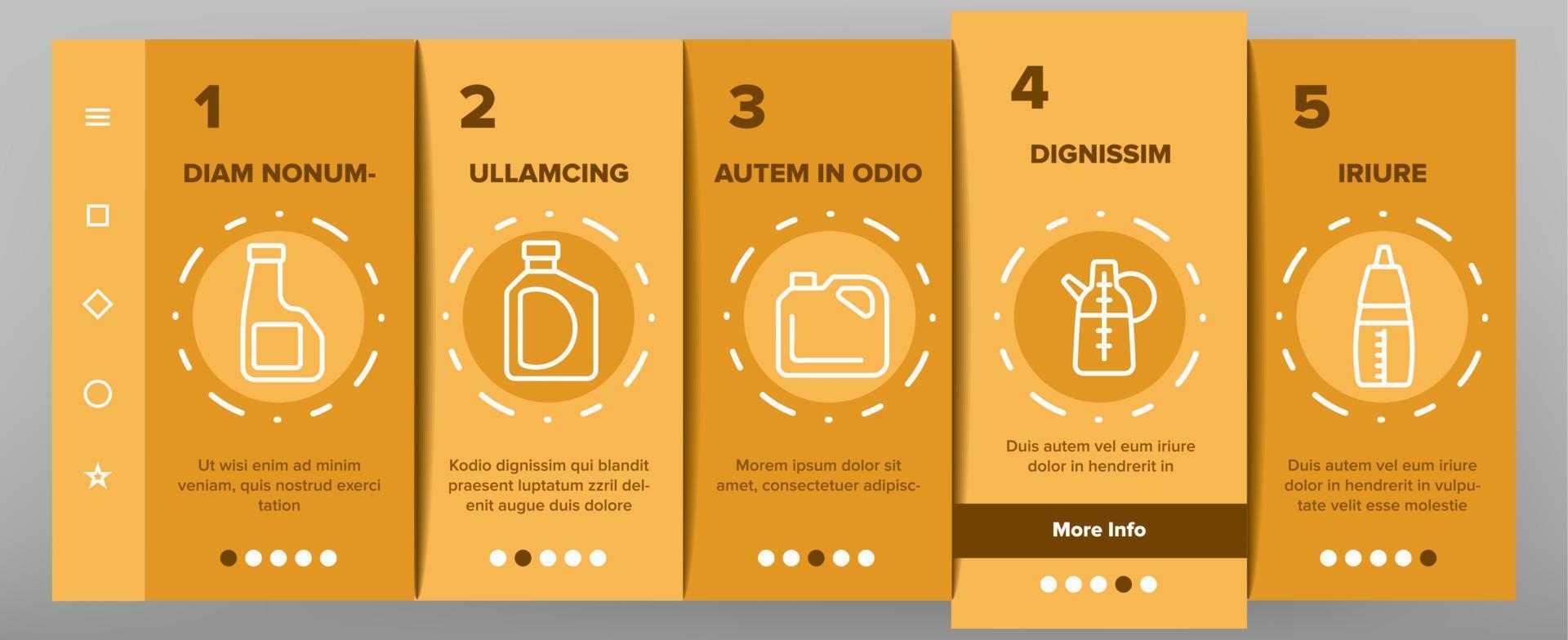 Oil Bottle Package Onboarding Icons Set Vector